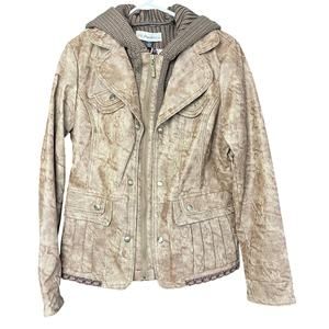 NEW Montana Co Small Faux Leather Jacket Lined Hood NWT